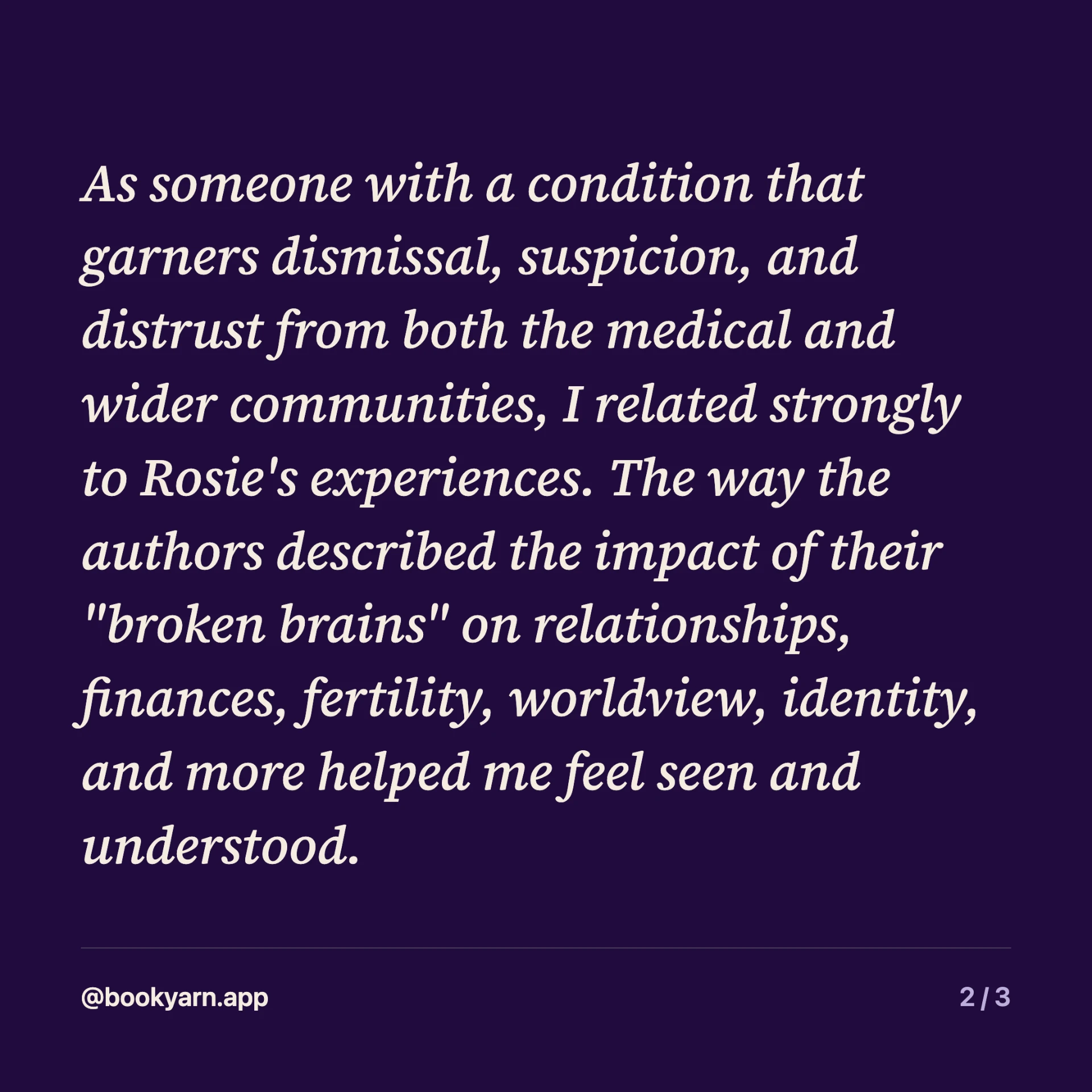 Quote slide 2 of 3 from the Broken Brains review.